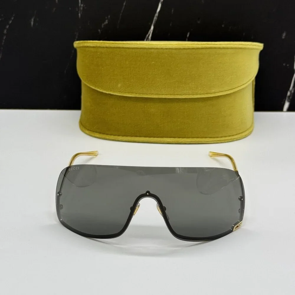 NEW GUCCI GG1560S 001 SHIELD GOLD UNISEX SUNGLASSES GUCCI